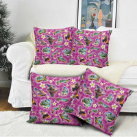 Hawaiian Island Shapes-Iconic Landscape Pillow Cover with Plumeria and Palaka Pink Color LT03 - Polynesian Pride