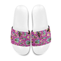 Hawaiian Island Shapes-Iconic Landscape Slide Sandals with Plumeria and Palaka Pink Color LT03 Pink - Polynesian Pride
