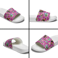 Hawaiian Island Shapes-Iconic Landscape Slide Sandals with Plumeria and Palaka Pink Color LT03 - Polynesian Pride