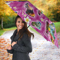 Hawaiian Island Shapes-Iconic Landscape Umbrella with Plumeria and Palaka Pink Color