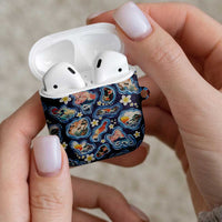 Hawaii Islands Map Design with Japanese Landscape AirPods Case Hawaiian Japan Fusion Art Navy Color LT03 - Polynesian Pride