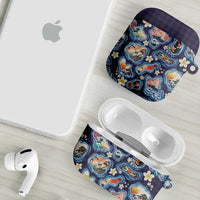 Hawaii Islands Map Design with Japanese Landscape AirPods Case Hawaiian Japan Fusion Art Navy Color LT03 - Polynesian Pride
