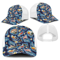 Hawaii Islands Map Design with Japanese Landscape Baseball Net Cap Hawaiian Japan Fusion Art Navy Color LT03 - Polynesian Pride
