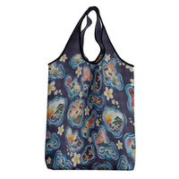 Hawaii Islands Map Design with Japanese Landscape Grocery Bag Hawaiian Japan Fusion Art Navy Color LT03 - Polynesian Pride