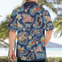 Hawaii Islands Map Design with Japanese Landscape Hawaiian Shirt Hawaiian Japan Fusion Art Navy Color LT03 - Polynesian Pride