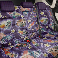 Hawaii Islands Map Design with Japanese Landscape Back Car Seat Cover Hawaiian Japan Fusion Art Purple Color
