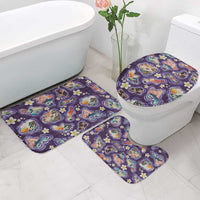 Hawaii Islands Map Design with Japanese Landscape Bathroom Set Hawaiian Japan Fusion Art Purple Color LT03 - Polynesian Pride