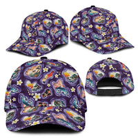 Hawaii Islands Map Design with Japanese Landscape Classic Cap Hawaiian Japan Fusion Art Purple Color