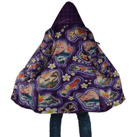 Hawaii Islands Map Design with Japanese Landscape Cloak Hawaiian Japan Fusion Art Purple Color LT03 Unisex Purple - Polynesian Pride
