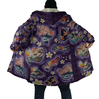 Hawaii Islands Map Design with Japanese Landscape Cloak Hawaiian Japan Fusion Art Purple Color LT03 - Polynesian Pride