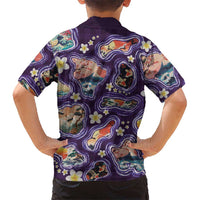 Hawaii Islands Map Design with Japanese Landscape Family Matching Tank Maxi Dress and Hawaiian Shirt Hawaiian Japan Fusion Art Purple Color LT03 - Polynesian Pride