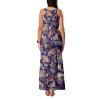 Hawaii Islands Map Design with Japanese Landscape Family Matching Tank Maxi Dress and Hawaiian Shirt Hawaiian Japan Fusion Art Purple Color LT03 - Polynesian Pride