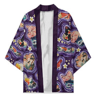 Hawaii Islands Map Design with Japanese Landscape Kimono Hawaiian Japan Fusion Art Purple Color LT03 Unisex Purple - Polynesian Pride