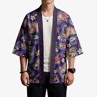 Hawaii Islands Map Design with Japanese Landscape Kimono Hawaiian Japan Fusion Art Purple Color LT03 - Polynesian Pride