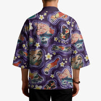 Hawaii Islands Map Design with Japanese Landscape Kimono Hawaiian Japan Fusion Art Purple Color LT03 - Polynesian Pride