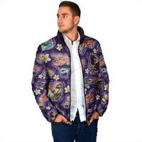 Hawaii Islands Map Design with Japanese Landscape Padded Jacket Hawaiian Japan Fusion Art Purple Color LT03 - Polynesian Pride