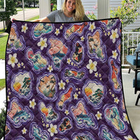 Hawaii Islands Map Design with Japanese Landscape Quilt Hawaiian Japan Fusion Art Purple Color LT03 Purple - Polynesian Pride