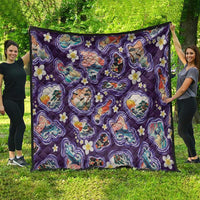 Hawaii Islands Map Design with Japanese Landscape Quilt Hawaiian Japan Fusion Art Purple Color LT03 - Polynesian Pride