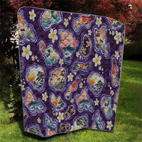 Hawaii Islands Map Design with Japanese Landscape Quilt Hawaiian Japan Fusion Art Purple Color LT03 - Polynesian Pride