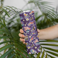 Hawaii Islands Map Design with Japanese Landscape Skinny Tumbler Hawaiian Japan Fusion Art Purple Color