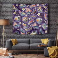 Hawaii Islands Map Design with Japanese Landscape Tapestry Hawaiian Japan Fusion Art Purple Color LT03 Purple - Polynesian Pride