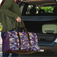Hawaii Islands Map Design with Japanese Landscape Travel Bag Hawaiian Japan Fusion Art Purple Color