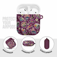 Hawaii Islands Map Design with Japanese Landscape AirPods Case Hawaiian Japan Fusion Art Pink Color