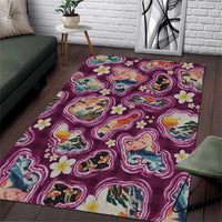 Hawaii Islands Map Design with Japanese Landscape Area Rug Hawaiian Japan Fusion Art Pink Color LT03 Pink - Polynesian Pride