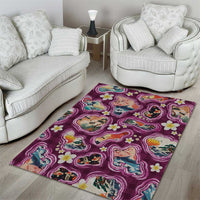 Hawaii Islands Map Design with Japanese Landscape Area Rug Hawaiian Japan Fusion Art Pink Color LT03 - Polynesian Pride