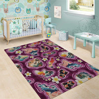 Hawaii Islands Map Design with Japanese Landscape Area Rug Hawaiian Japan Fusion Art Pink Color LT03 - Polynesian Pride
