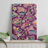 Hawaii Islands Map Design with Japanese Landscape Canvas Wall Art Hawaiian Japan Fusion Art Pink Color LT03 - Polynesian Pride