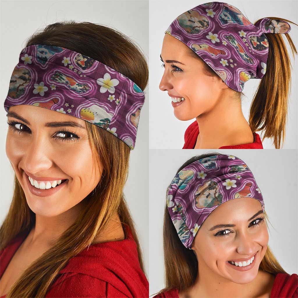 Hawaii Islands Map Design with Japanese Landscape Neck Gaiter Hawaiian Japan Fusion Art Pink Color LT03 - Polynesian Pride