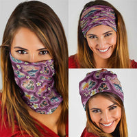 Hawaii Islands Map Design with Japanese Landscape Neck Gaiter Hawaiian Japan Fusion Art Pink Color LT03 - Polynesian Pride