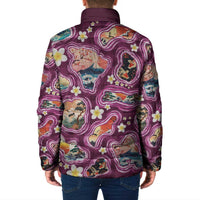 Hawaii Islands Map Design with Japanese Landscape Padded Jacket Hawaiian Japan Fusion Art Pink Color LT03 - Polynesian Pride