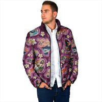Hawaii Islands Map Design with Japanese Landscape Padded Jacket Hawaiian Japan Fusion Art Pink Color LT03 - Polynesian Pride