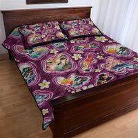 Hawaii Islands Map Design with Japanese Landscape Quilt Bed Set Hawaiian Japan Fusion Art Pink Color LT03 - Polynesian Pride