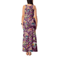 Hawaii Islands Map Design with Japanese Landscape Tank Maxi Dress Hawaiian Japan Fusion Art Pink Color LT03 - Polynesian Pride