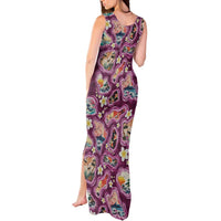Hawaii Islands Map Design with Japanese Landscape Tank Maxi Dress Hawaiian Japan Fusion Art Pink Color LT03 - Polynesian Pride
