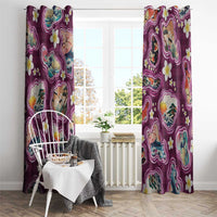 Hawaii Islands Map Design with Japanese Landscape Window Curtain Hawaiian Japan Fusion Art Pink Color