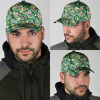 Hawaiian and Japanese Culture Together Classic Cap Hawaiian Island Shapes with Japanese Landscape Green Color
