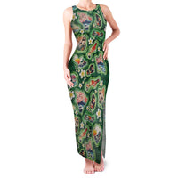 Hawaiian and Japanese Culture Together Family Matching Tank Maxi Dress and Hawaiian Shirt Hawaiian Island Shapes with Japanese Landscape Green Color