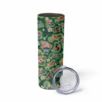Hawaiian and Japanese Culture Together Skinny Tumbler Hawaiian Island Shapes with Japanese Landscape Green Color LT03 - Polynesian Pride