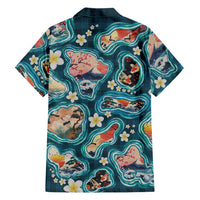 Hawaiian and Japanese Culture Together Family Matching Puletasi and Hawaiian Shirt Hawaiian Island Shapes with Japanese Landscape Teal Color LT03 - Polynesian Pride