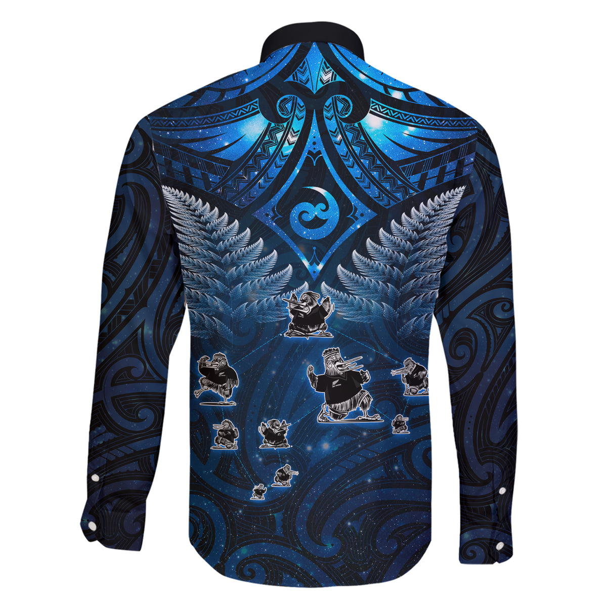 New Zealand Matariki Family Matching Short Sleeve Bodycon Dress and Hawaiian Shirt Maori Pattern and Kiwi Bird Haka Dance Sky Night