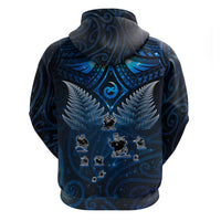New Zealand Matariki Hoodie Maori Pattern and Kiwi Bird Haka Dance Sky Night