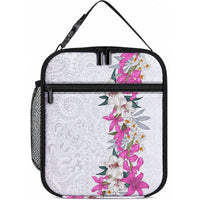 Hawaii Tropical Leaves and Flowers Lunch Bag LT03 10.2 × 8.3 × 4.3 inch White - Polynesian Pride