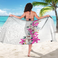 Hawaii Tropical Leaves and Flowers Sarong Tribal Polynesian Pattern White Style LT03 - Polynesian Pride