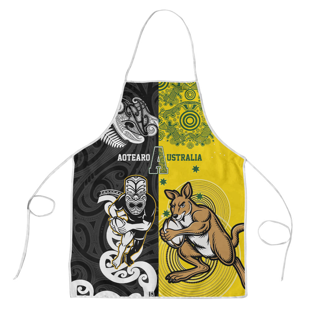 Aotearoa New Zealand and Australia Rugby Apron Maori Koru and Aboriginal Dot Art Cultural Heritage