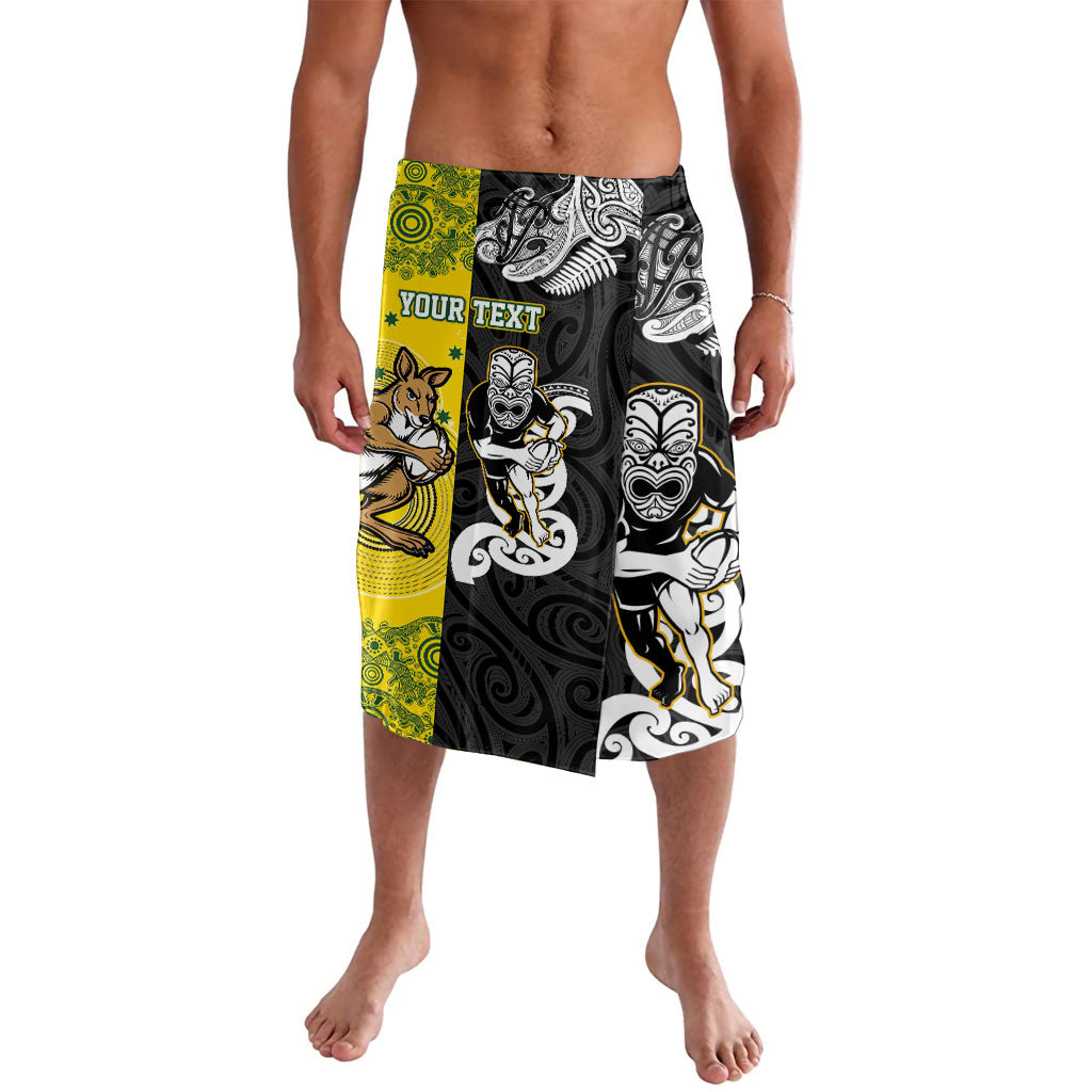 Aotearoa New Zealand and Australia Rugby Personalized Lavalava Maori Koru and Aboriginal Dot Art Cultural Heritage