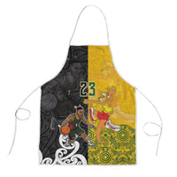 Aotearoa New Zealand And Australia Basketball Custom Apron Maori Tribal Tattoo And Aboriginal Dot Art Heritage